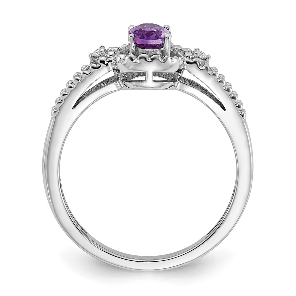 Sterling Silver Rhodium-plated Amethyst & Diam. Ring (QBR16FEB-8)