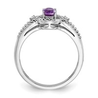 Sterling Silver Rhodium-plated Amethyst & Diam. Ring view 2