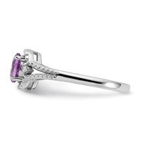 Sterling Silver Rhodium-plated Amethyst & Diam. Ring view 3
