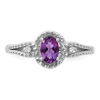 Sterling Silver Rhodium-plated Amethyst & Diam. Ring view 5