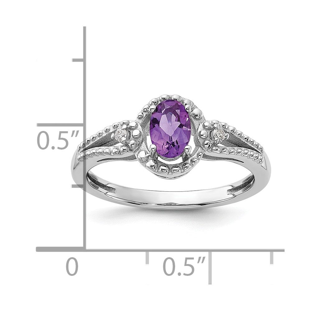 Sterling Silver Rhodium-plated Amethyst & Diam. Ring (QBR16FEB-8)