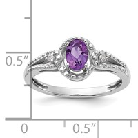 Sterling Silver Rhodium-plated Amethyst & Diam. Ring view 4