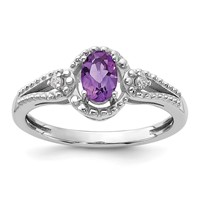 Sterling Silver Rhodium-plated Amethyst & Diam. Ring view 1