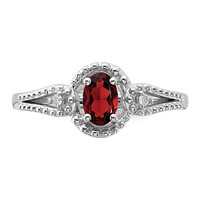 Sterling Silver Rhodium-plated Garnet & Diam. Ring view 5