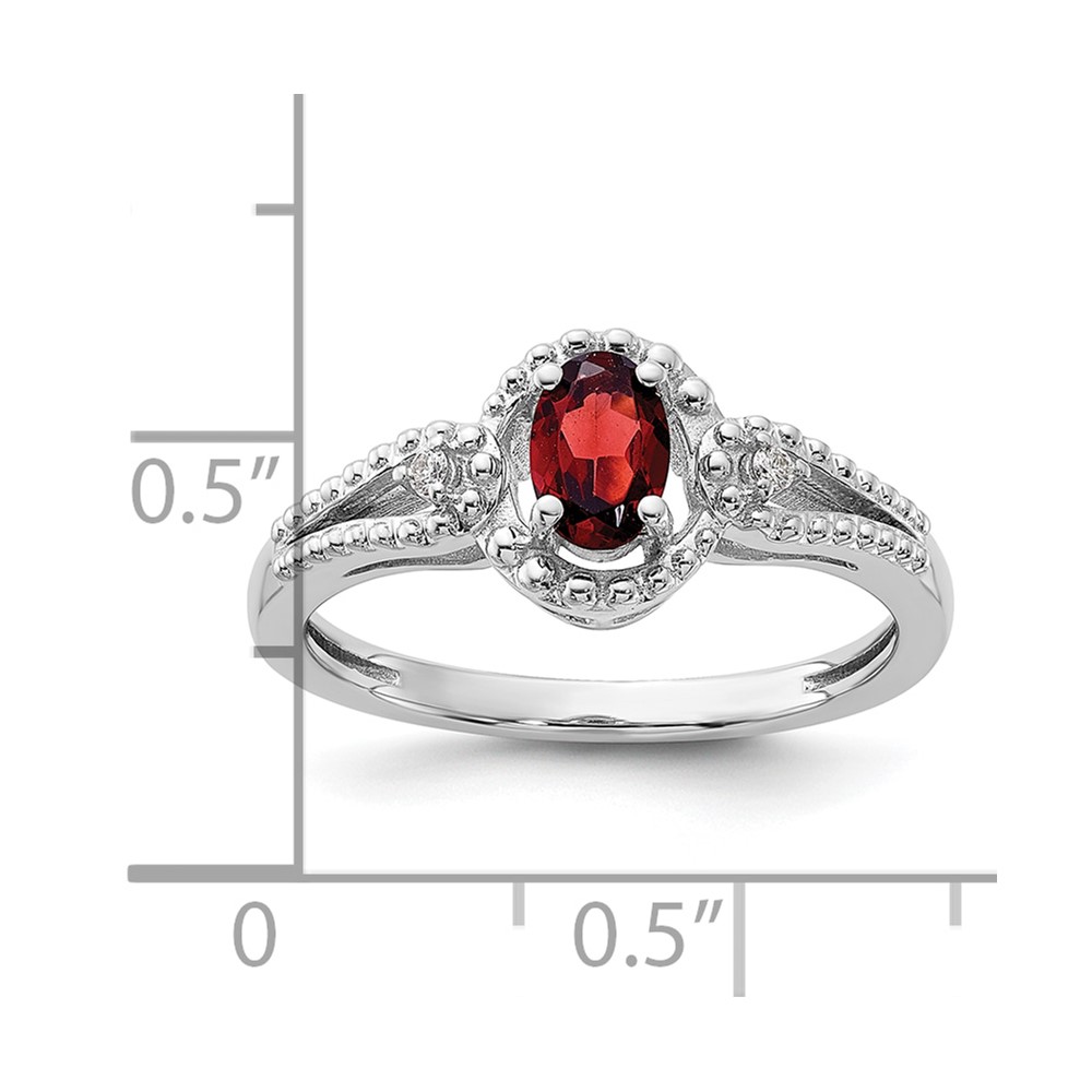 Sterling Silver Rhodium-plated Garnet & Diam. Ring (QBR16JAN-8)