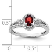 Sterling Silver Rhodium-plated Garnet & Diam. Ring view 4
