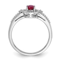 Sterling Silver Rhodium-plated Created Ruby & Diam. Ring view 2