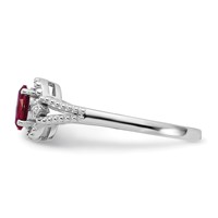 Sterling Silver Rhodium-plated Created Ruby & Diam. Ring view 3