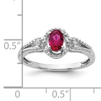 Sterling Silver Rhodium-plated Created Ruby & Diam. Ring view 4
