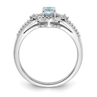 Sterling Silver Rhodium-plated Aquamarine & Diam. Ring view 2