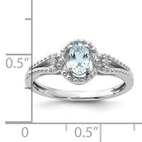 Sterling Silver Rhodium-plated Aquamarine & Diam. Ring view 4