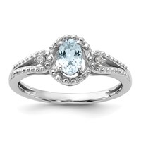 Sterling Silver Rhodium-plated Aquamarine & Diam. Ring view 1
