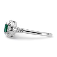 Sterling Silver Rhodium-plated Created Emerald & Diam. Ring view 3