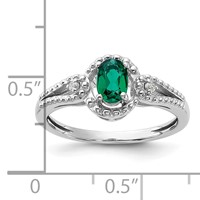 Sterling Silver Rhodium-plated Created Emerald & Diam. Ring view 4