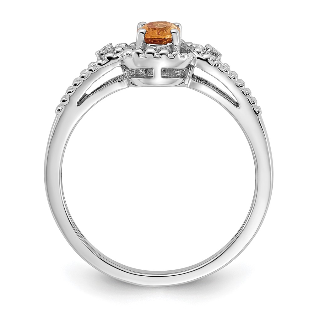 Sterling Silver Rhodium-plated Citrine & Diam. Ring (QBR16NOV-10)