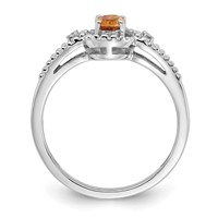 Sterling Silver Rhodium-plated Citrine & Diam. Ring view 2