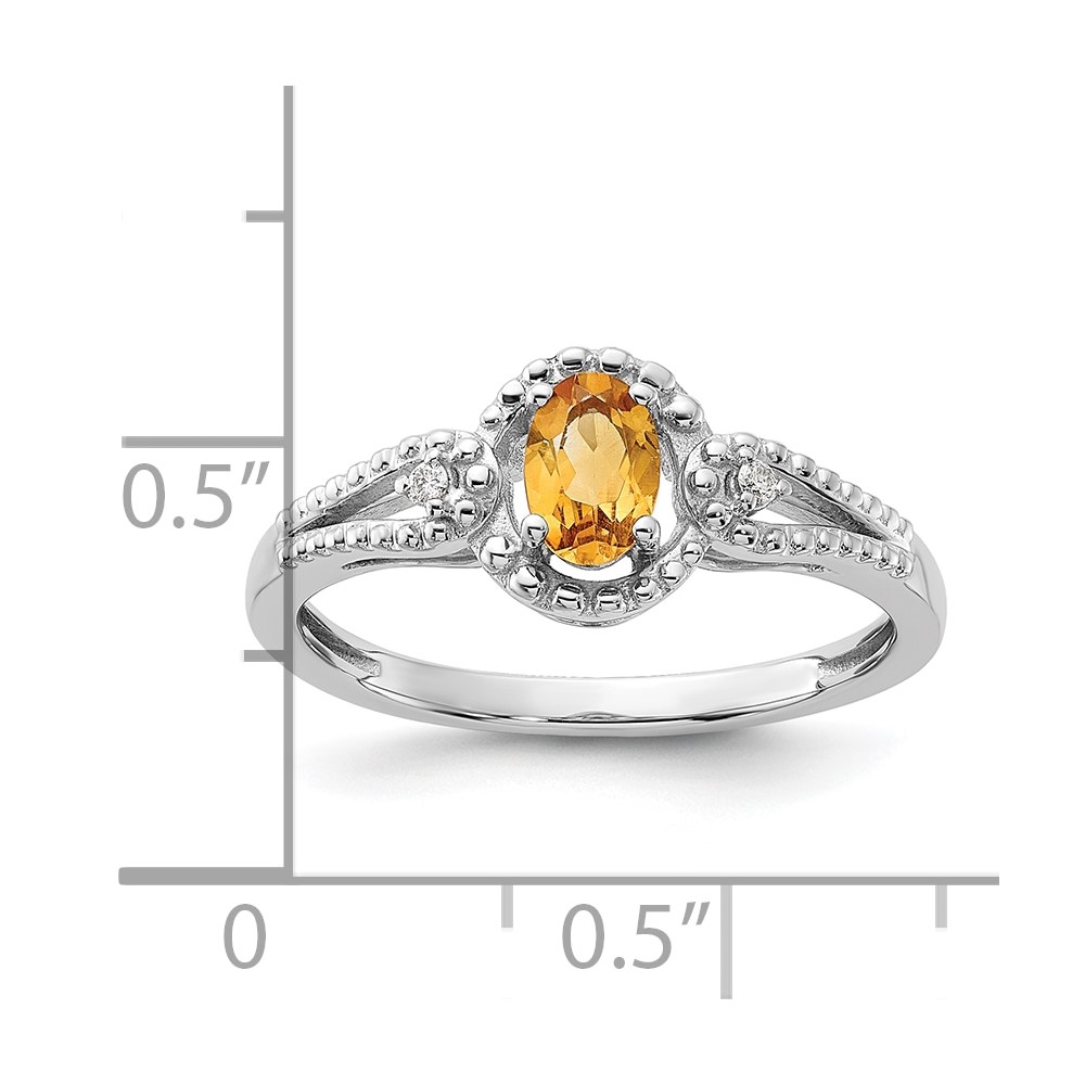 Sterling Silver Rhodium-plated Citrine & Diam. Ring (QBR16NOV-10)