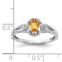 Sterling Silver Rhodium-plated Citrine & Diam. Ring view 4