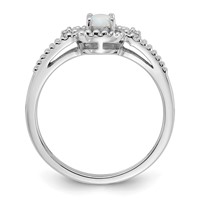 Sterling Silver Rhodium-plated Created Opal & Diam. Ring view 2