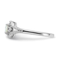 Sterling Silver Rhodium-plated Created Opal & Diam. Ring view 3