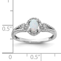 Sterling Silver Rhodium-plated Created Opal & Diam. Ring view 4