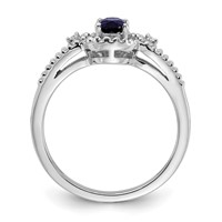 Sterling Silver Rhodium-plated Created Sapphire & Diam. Ring view 2