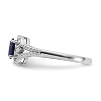 Sterling Silver Rhodium-plated Created Sapphire & Diam. Ring view 3