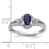 Sterling Silver Rhodium-plated Created Sapphire & Diam. Ring view 4
