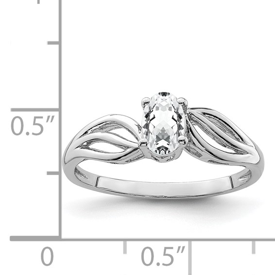 Sterling Silver Rhodium-plated Gemstone Ring