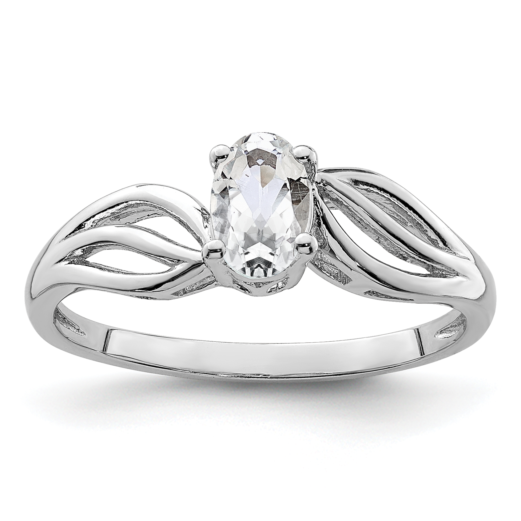 Sterling Silver Rhodium-plated White Topaz Ring (QBR17APR-10)