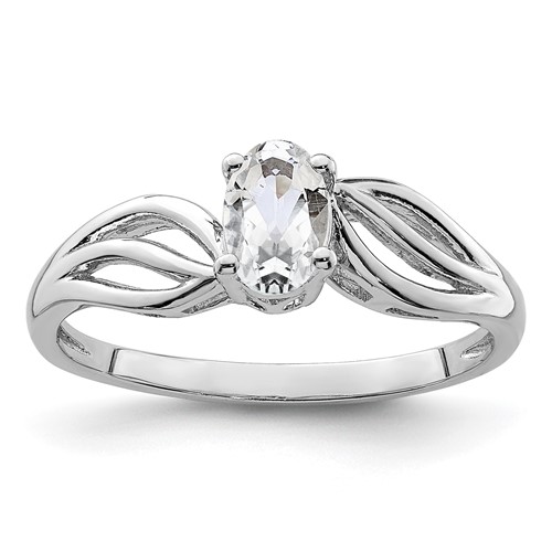 Sterling Silver Rhodium-plated White Topaz Ring