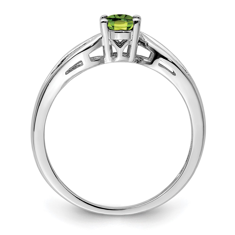 Sterling Silver Rhodium-plated Peridot Ring (QBR17AUG-9)