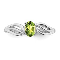 Sterling Silver Rhodium-plated Peridot Ring view 5