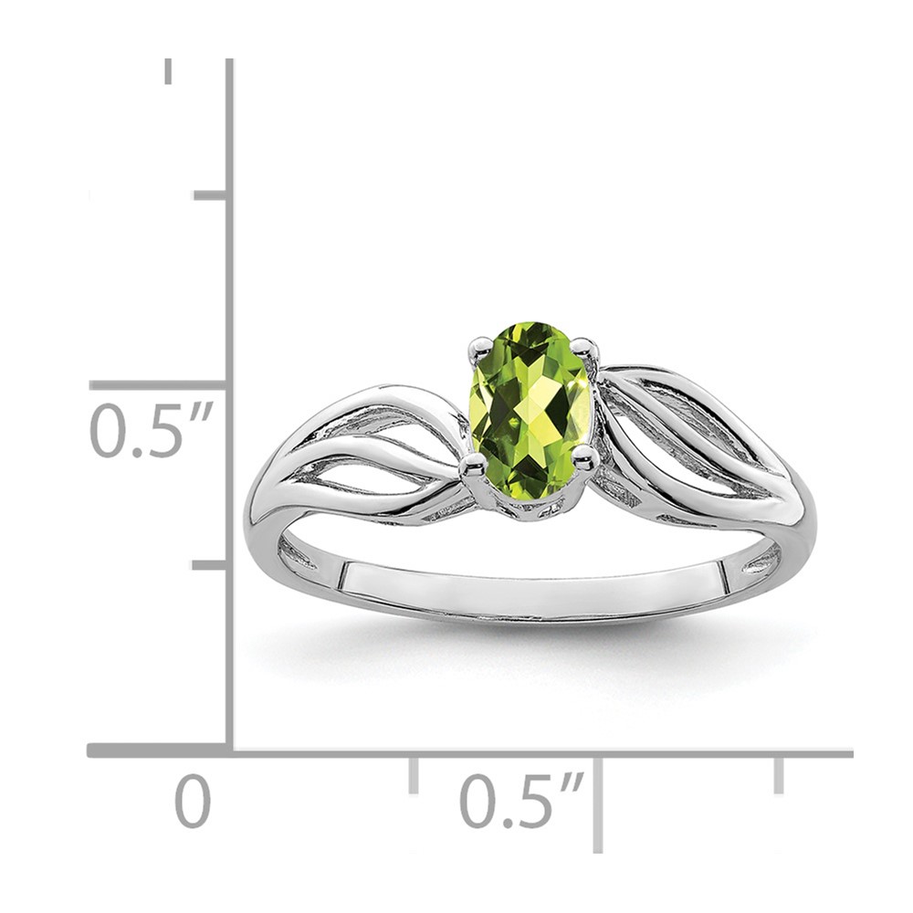 Sterling Silver Rhodium-plated Peridot Ring (QBR17AUG-9)