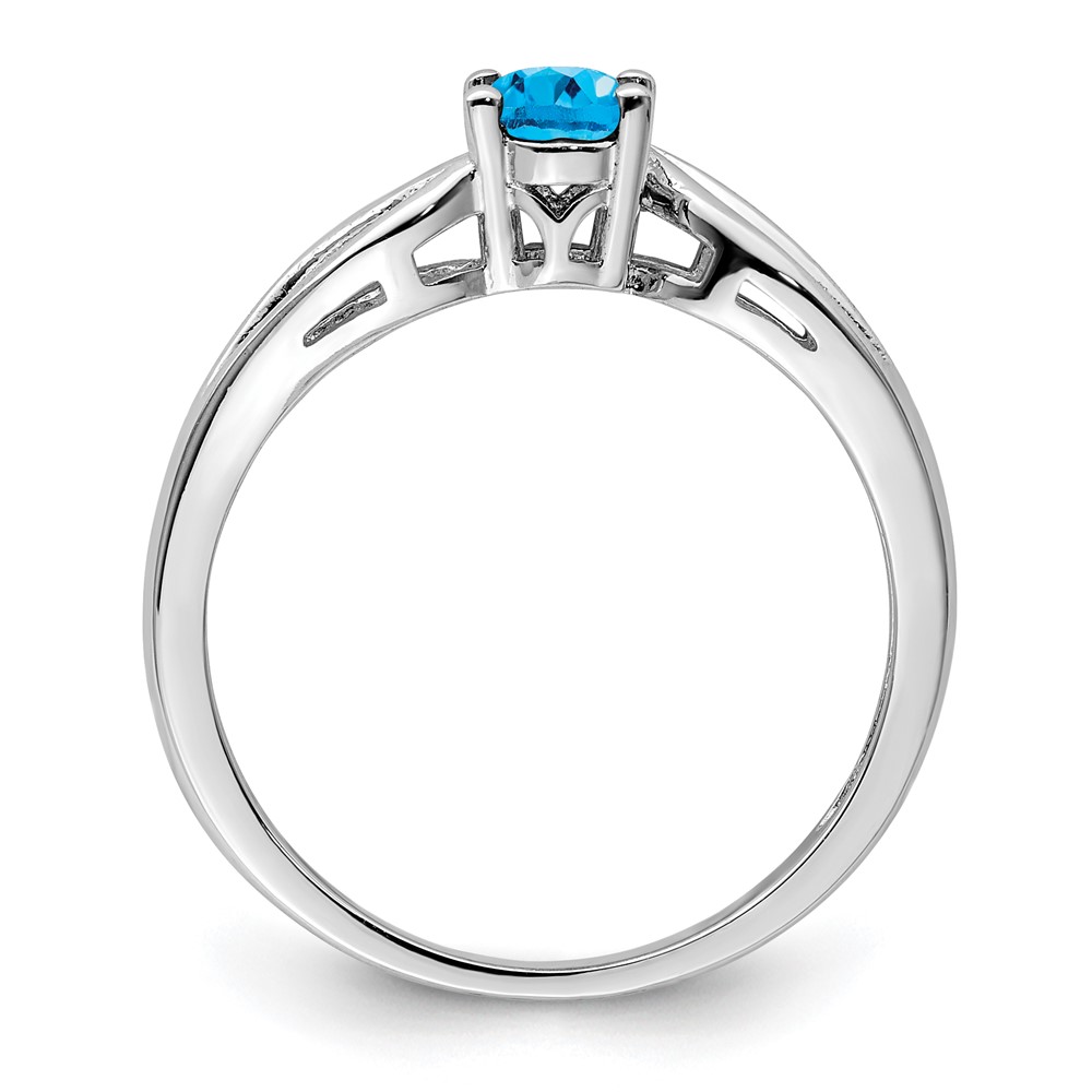Sterling Silver Rhodium-plated Light Swiss Blue Topaz Ring (QBR17DEC-6)