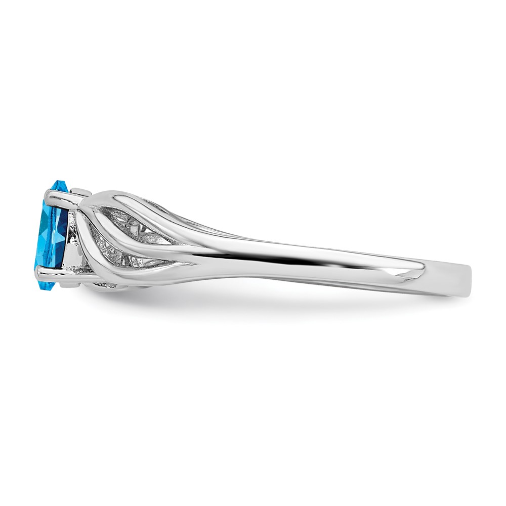 Sterling Silver Rhodium-plated Light Swiss Blue Topaz Ring (QBR17DEC-6)