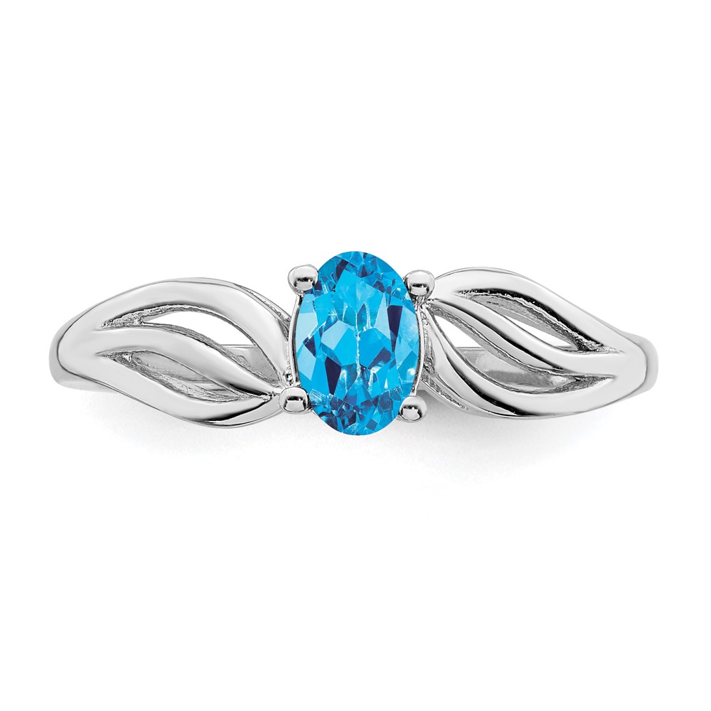 Sterling Silver Rhodium-plated Light Swiss Blue Topaz Ring (QBR17DEC-6)
