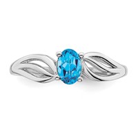 Sterling Silver Rhodium-plated Light Swiss Blue Topaz Ring view 5