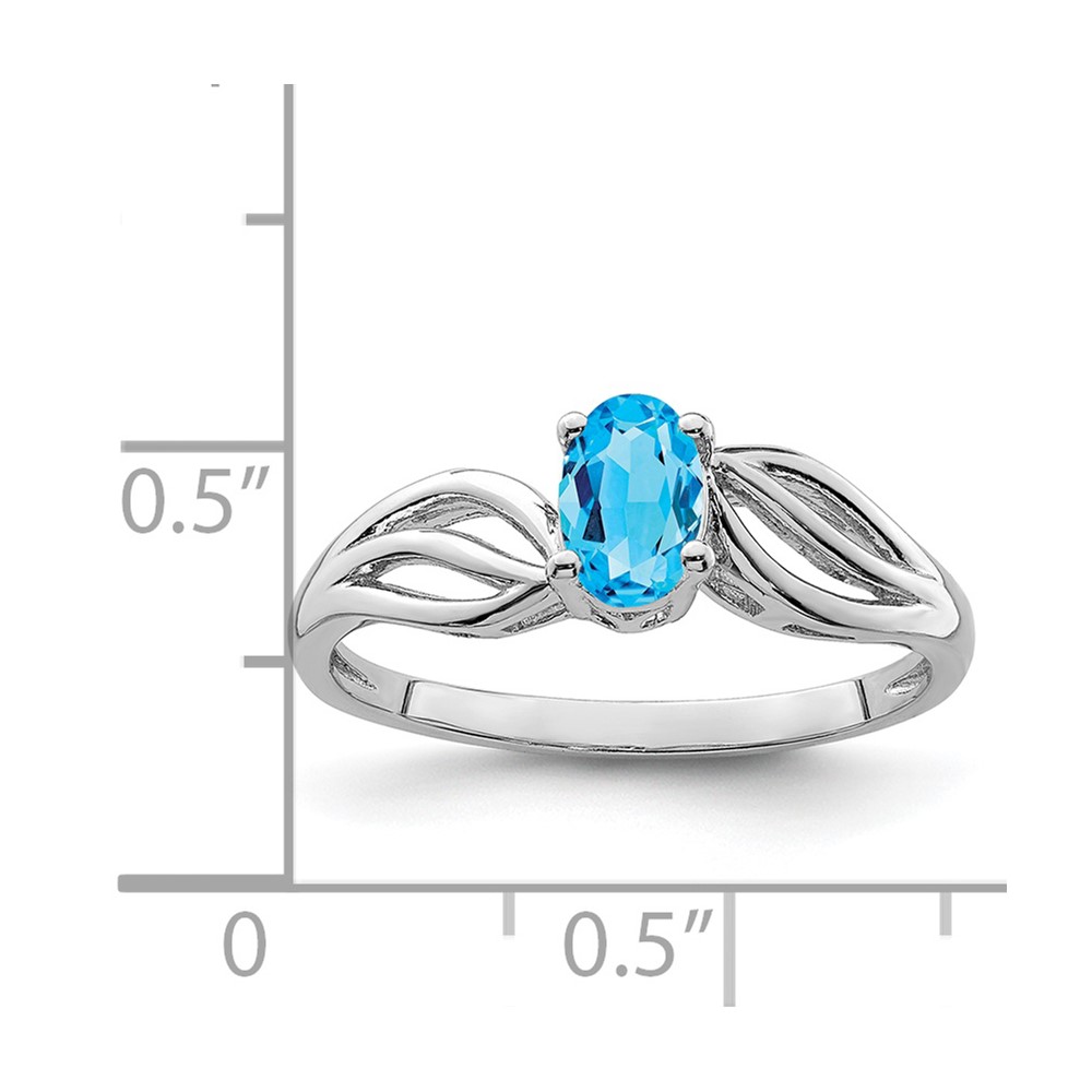 Sterling Silver Rhodium-plated Light Swiss Blue Topaz Ring (QBR17DEC-6)