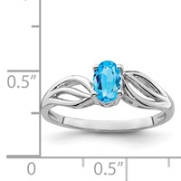 Sterling Silver Rhodium-plated Light Swiss Blue Topaz Ring view 4