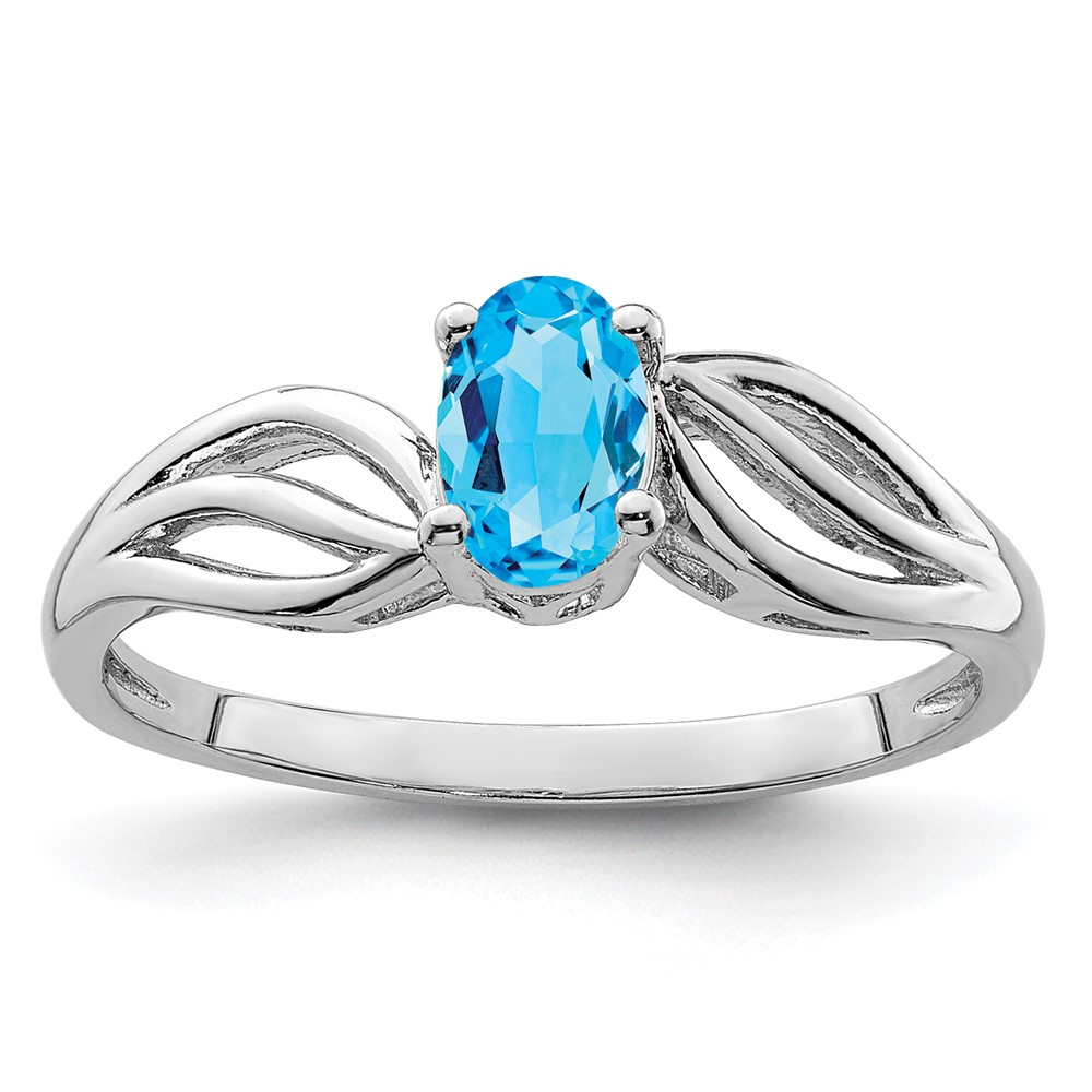 Sterling Silver Rhodium-plated Light Swiss Blue Topaz Ring (QBR17DEC-6)