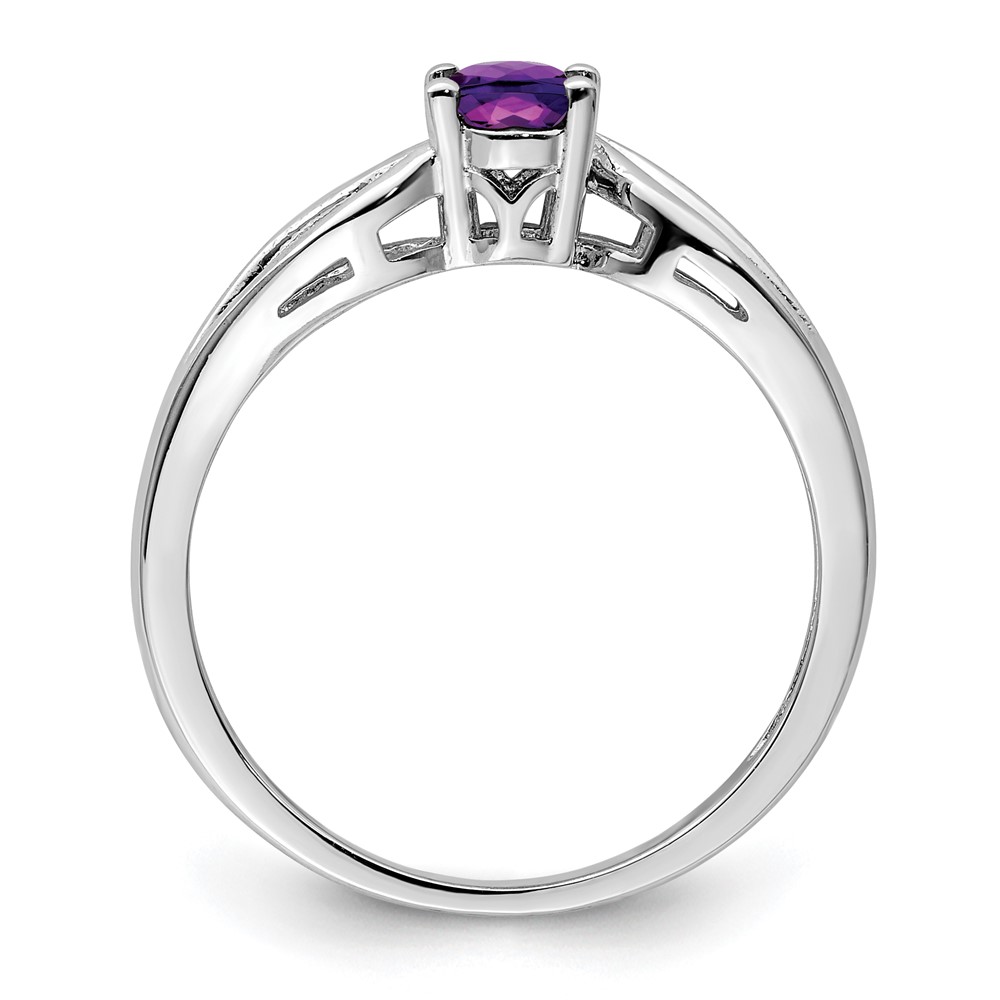 Sterling Silver Rhodium-plated Amethyst Ring (QBR17FEB-5)