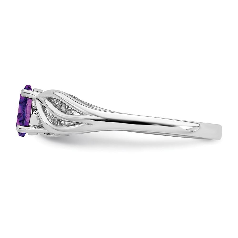 Sterling Silver Rhodium-plated Amethyst Ring (QBR17FEB-5)