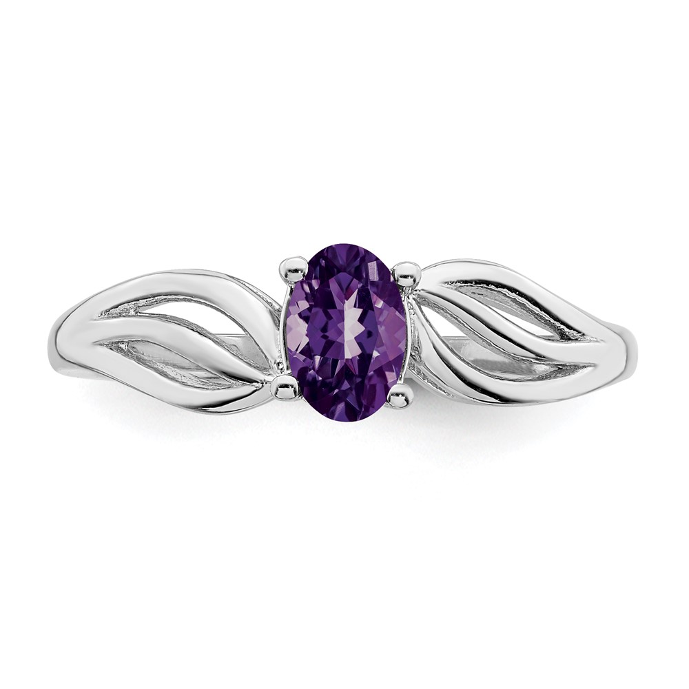 Sterling Silver Rhodium-plated Amethyst Ring (QBR17FEB-5)