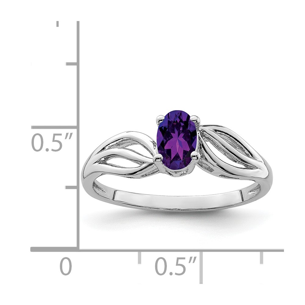 Sterling Silver Rhodium-plated Amethyst Ring (QBR17FEB-5)