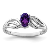 Sterling Silver Rhodium-plated Amethyst Ring view 1