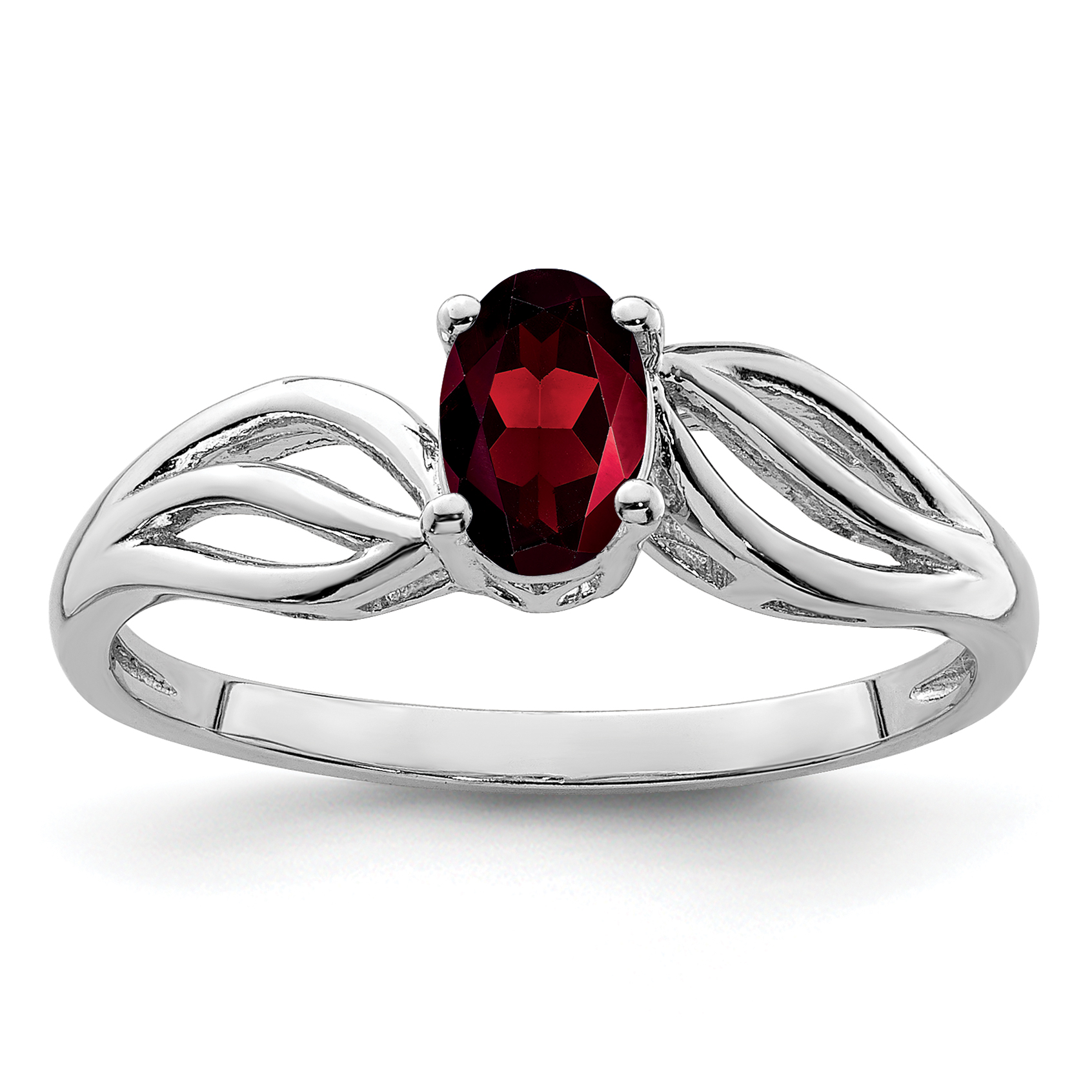 Sterling Silver Rhodium-plated Garnet Ring (QBR17JAN-10)