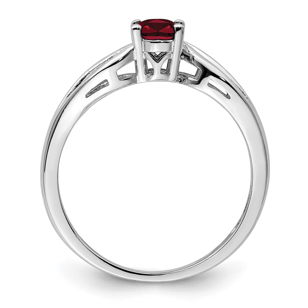 Sterling Silver Rhodium-plated Created Ruby Ring (QBR17JUL-5)