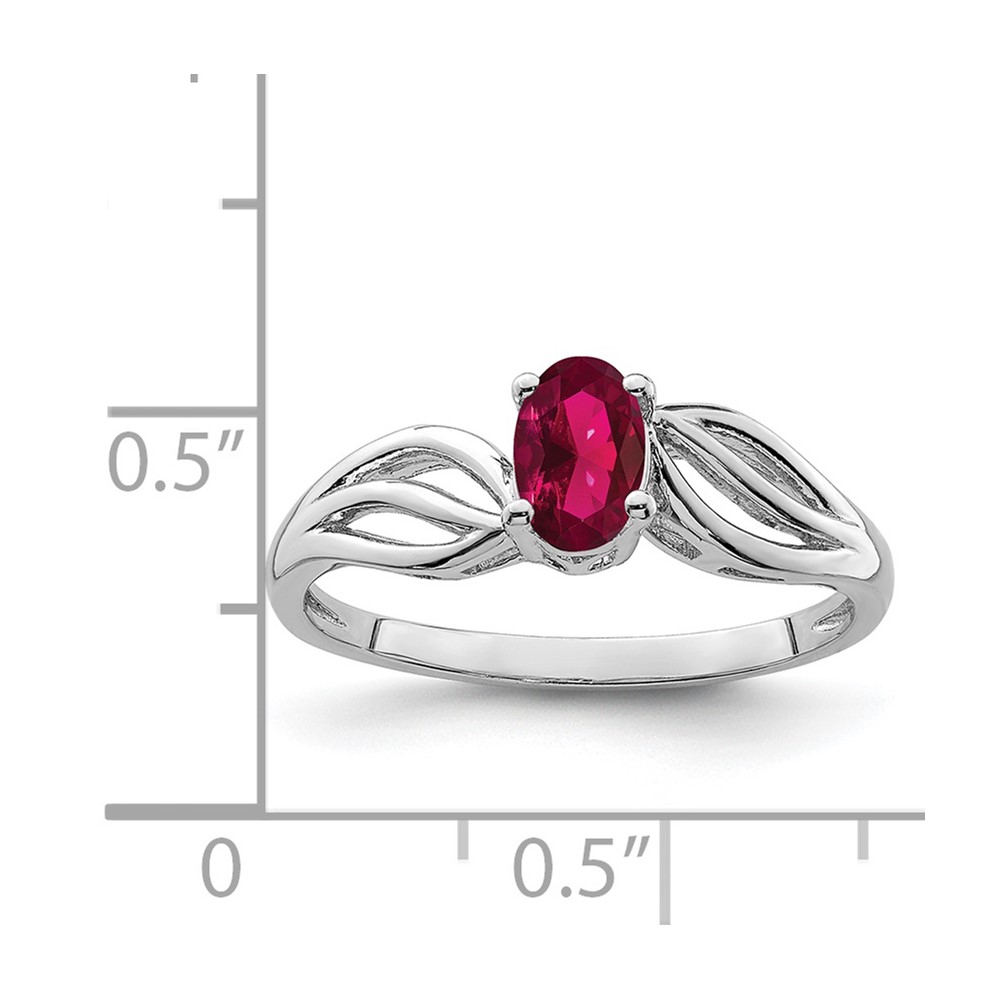 Sterling Silver Rhodium-plated Created Ruby Ring (QBR17JUL-5)