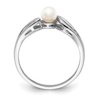 Sterling Silver Rhodium-plated FW Cultured Pearl Ring view 2
